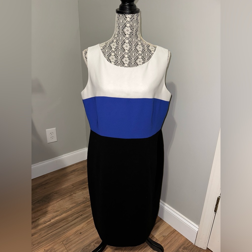 Kasper Women's Midi Dress - Blue, Black, and White